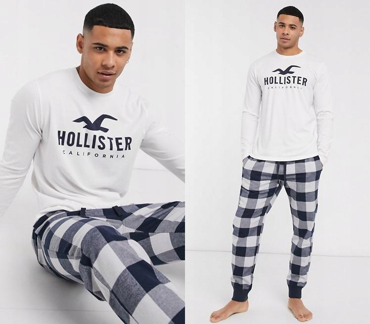 HOLLISTER BIAŁY T-SHIRT OD PIŻAMY LOGO (S)