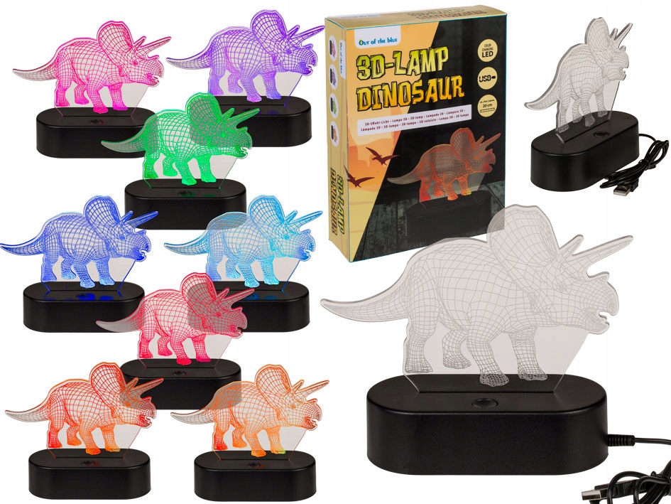 Lampka Dinozaur-Triceratops LED zmieniająca kolory