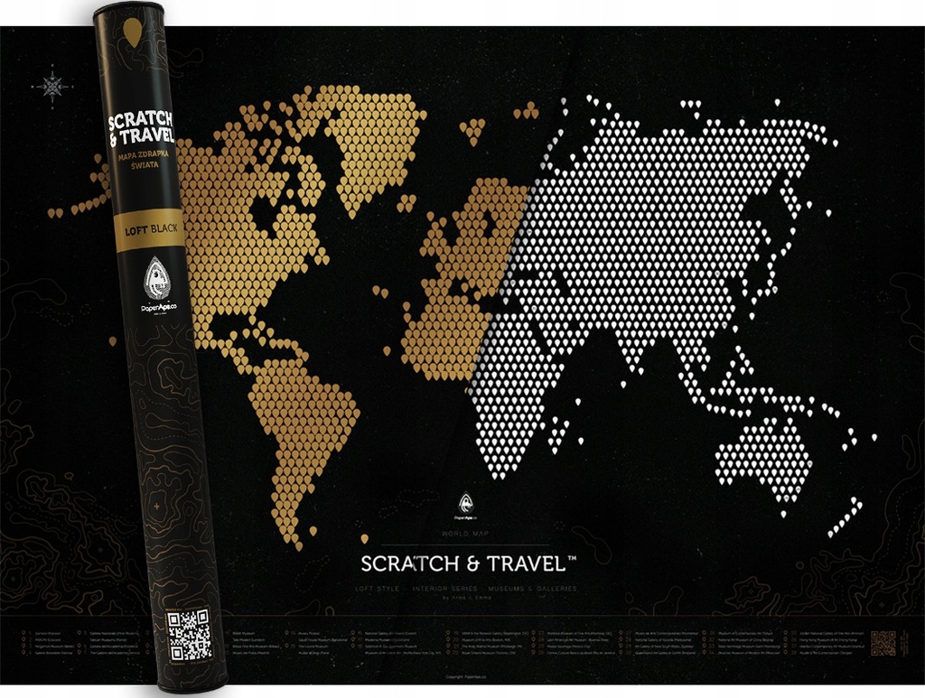 Mapa zdrapka świata loft black scratch and travel