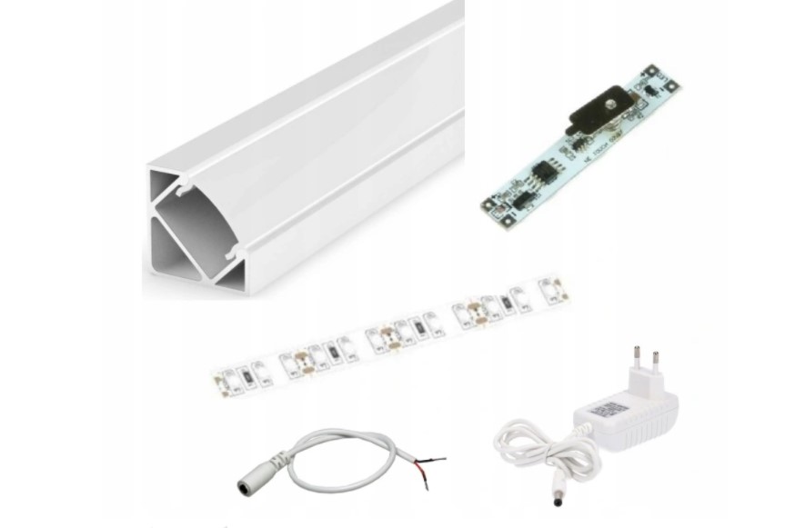 OPRAWA NAROŻNA LED DO KUCHNI 1m biała SMD 2835 + ściemniacz neutralna 18W