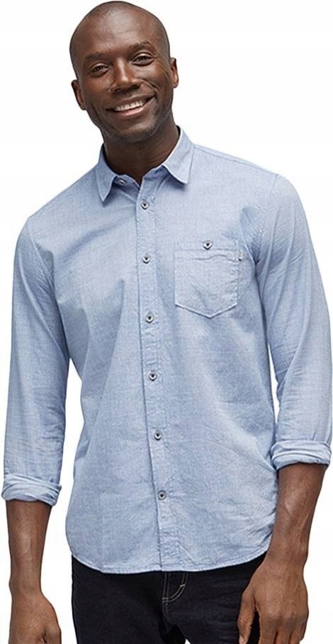 TOM TAILOR Niebieska melanżowa koszula regular (M)