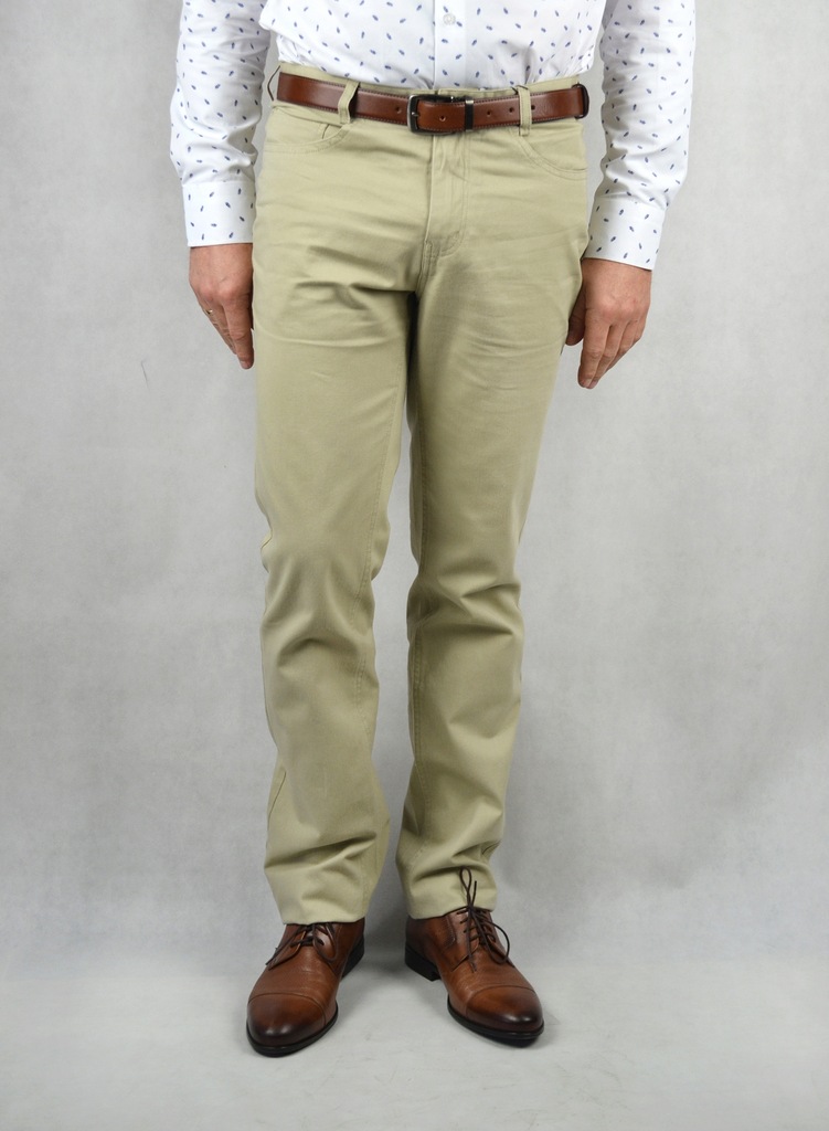 Spodnie męskie chino beżowe HIT CENOWY 188/102 XL