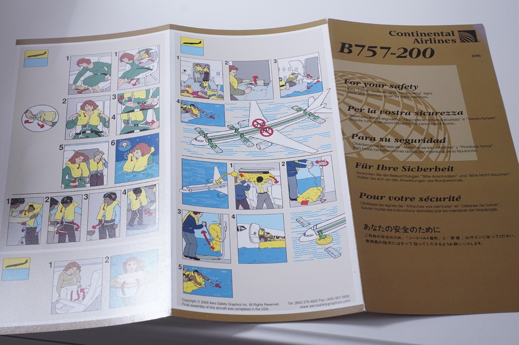 Continental Safety Card Instrukcja bezpieczeństwa Boeing 757-200