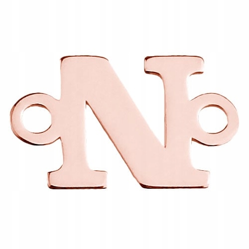 Łącznik Litera N, srebro pozłacany na różowo