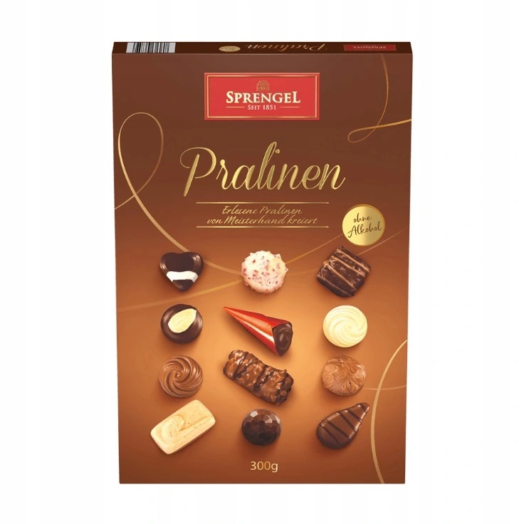 SPRENGEL PRALINY MALINA MARCEPAN NUGAT 300g KARMEL