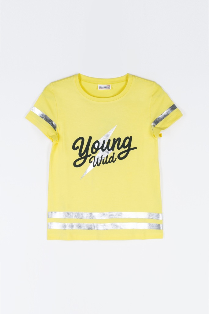 Żółty dziewczęcy t-shirt 128