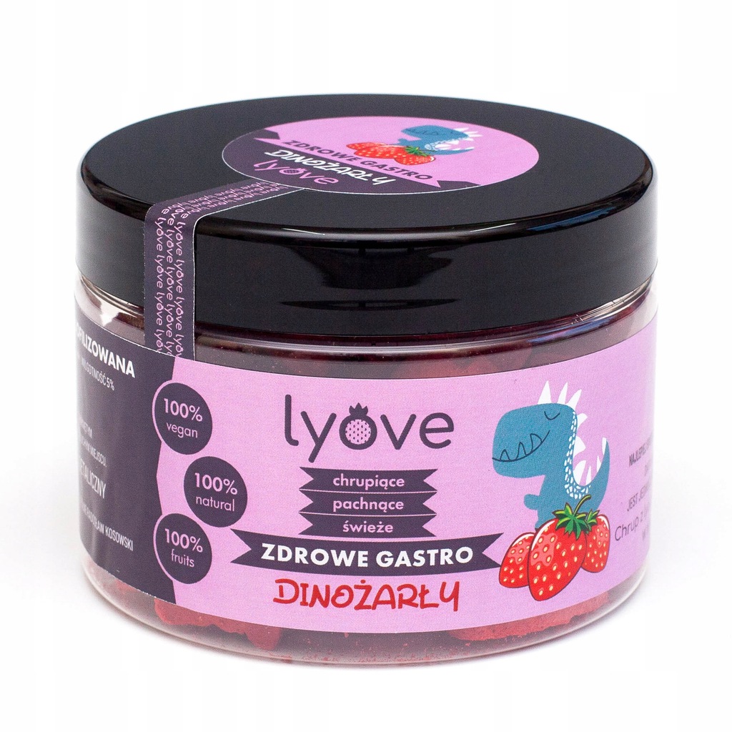 Truskawka liofilizowana zdrowa przekąska vege dinozaury truskawkowe zdrowe