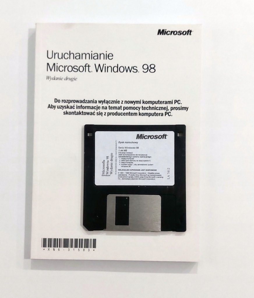Książeczka i dyskietka Uruchamianie MS Windows 98