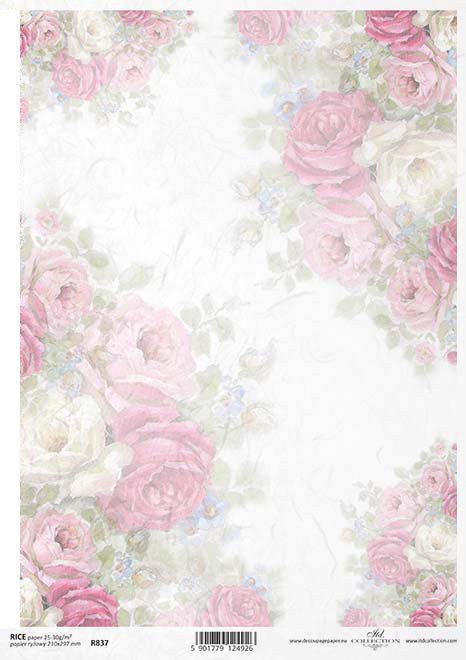 Papier Decoupage ryżowy TŁO RÓŻE -R837