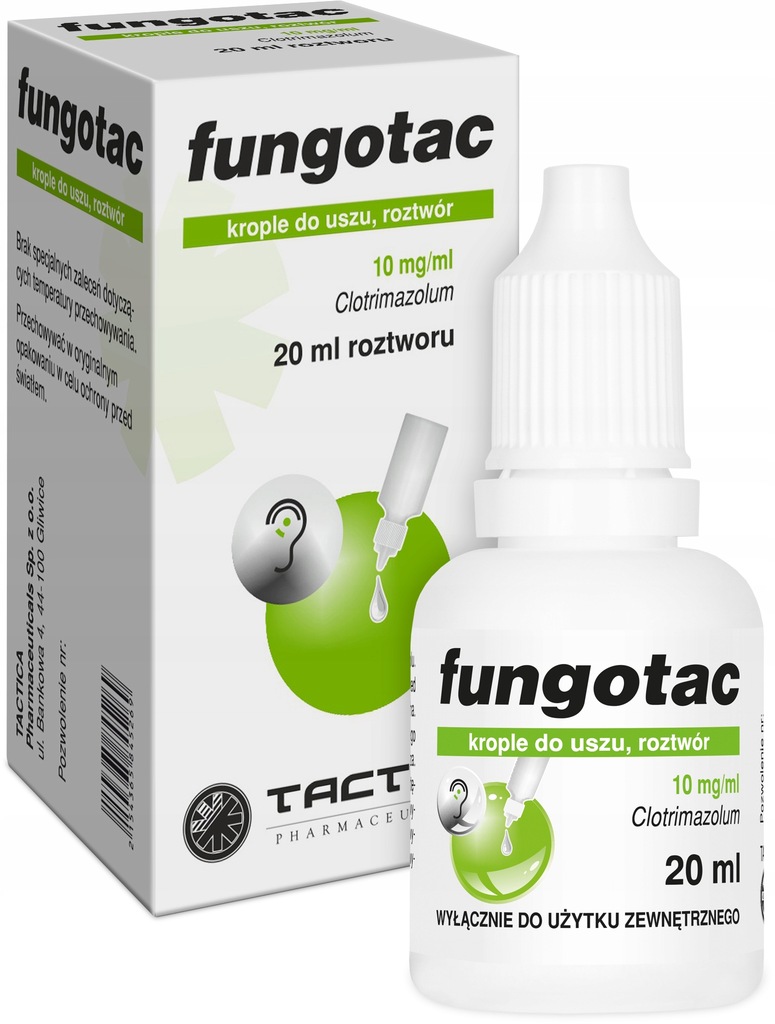 Fungotac 10mg/ml krople do uszu, roztwór x 20 ml