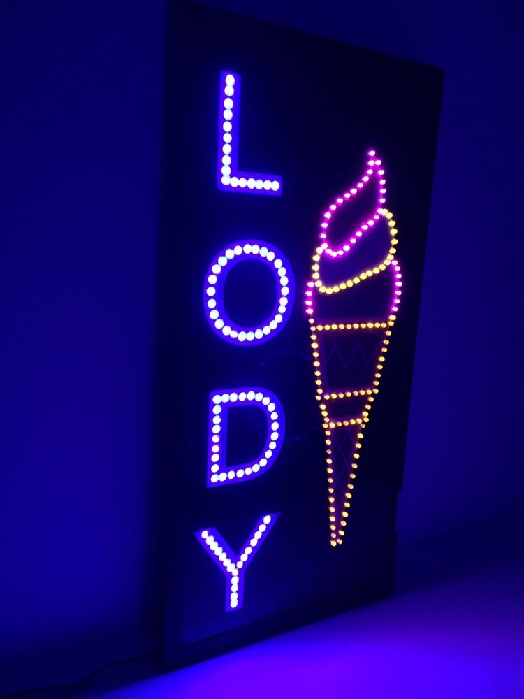 Reklama diodowa LODY 70x35 cm neon LED szyld zew.