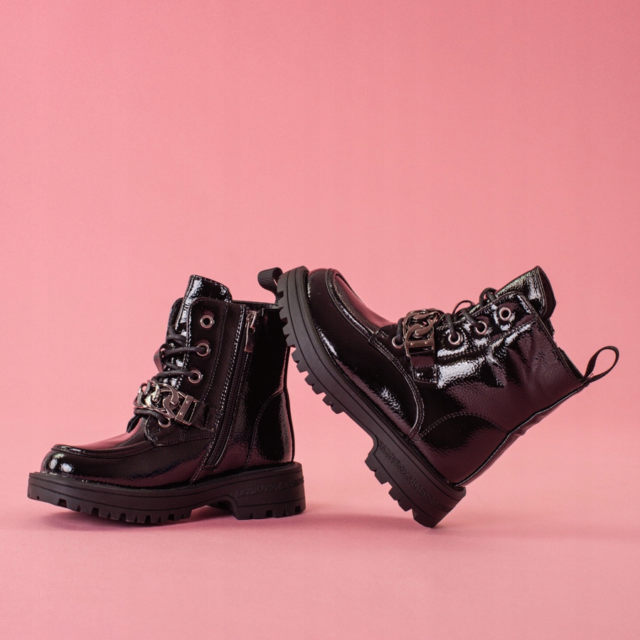 Sznurowane botki dziewczęce czarne R:27