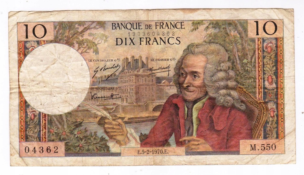 10 franków 05 02 1970 r ser M 550