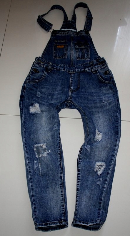 DENIM 595 dziury szelki zgrabne XS S pas 72cm