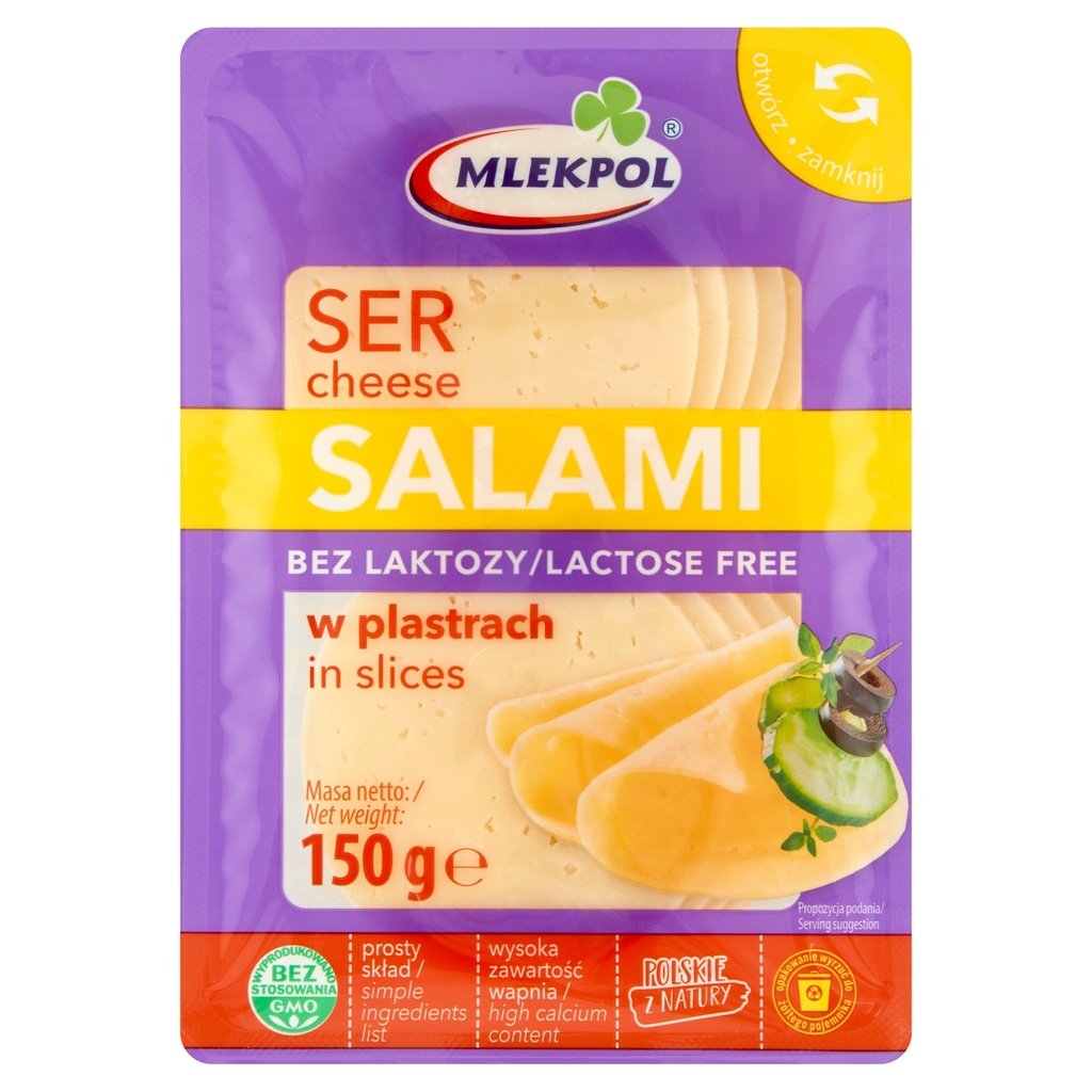 Mlekpol Bez laktozy Ser Salami w plastrach 150 g 13569911652