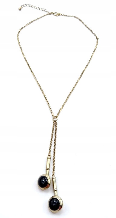 S9 Modny naszyjnik łańcuszek z długim wisiorem z czarnym oczkiem