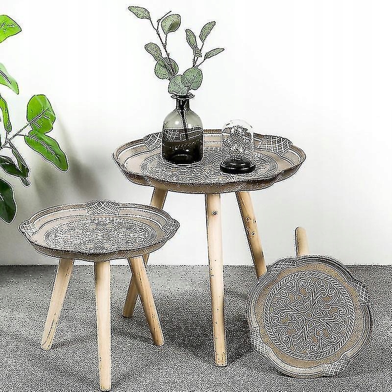 Round Coffee Table Tray Wood Sofa Side Low Storage 12845708623