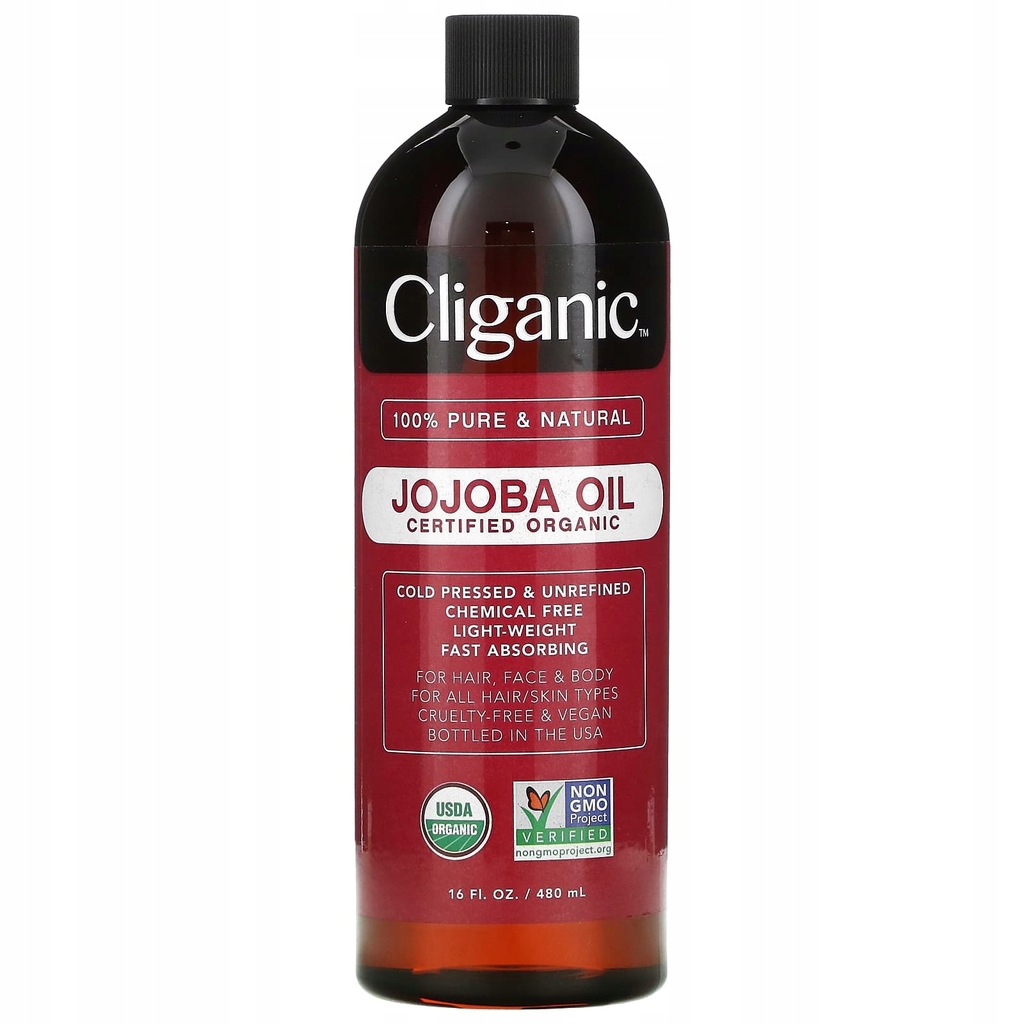 Cliganic 100% czysty i naturalny olej jojoba 16 fl oz (473 ml)