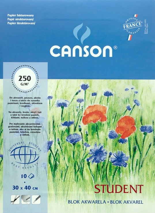 Blok akwarela Canson Student 30x40cm/10k - biały (