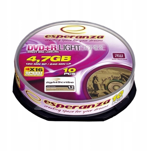 ESPERANZA DVD+R X16 LIGHTSCRIBE V.1.2 -CAKE 10 SZT