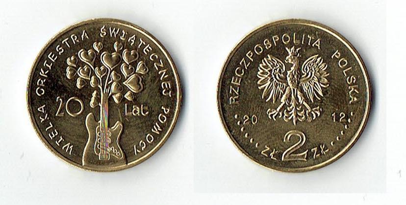 Moneta 2 zł - 20 LAT WOŚP - PROSTO Z WORKA MENNICZ