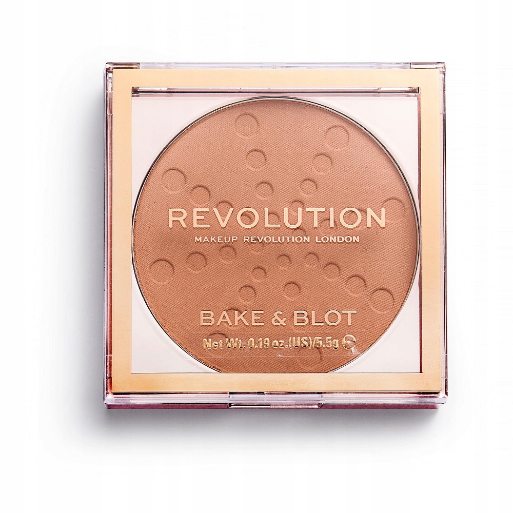 Makeup Revolution Bake & Blot matujący puder prasowany w kamieniu Peach 5.5
