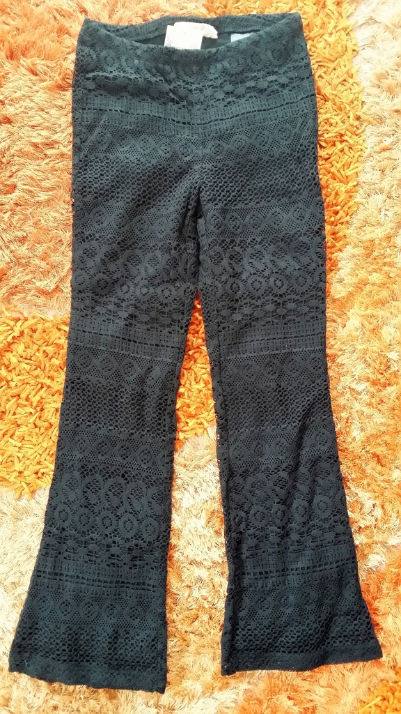 H&M LEGGINSY KORONKA NA BAWEŁNIE 134