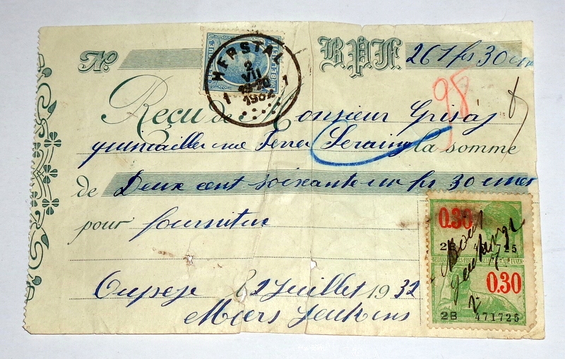 Stary belgijski czek z 1932r .