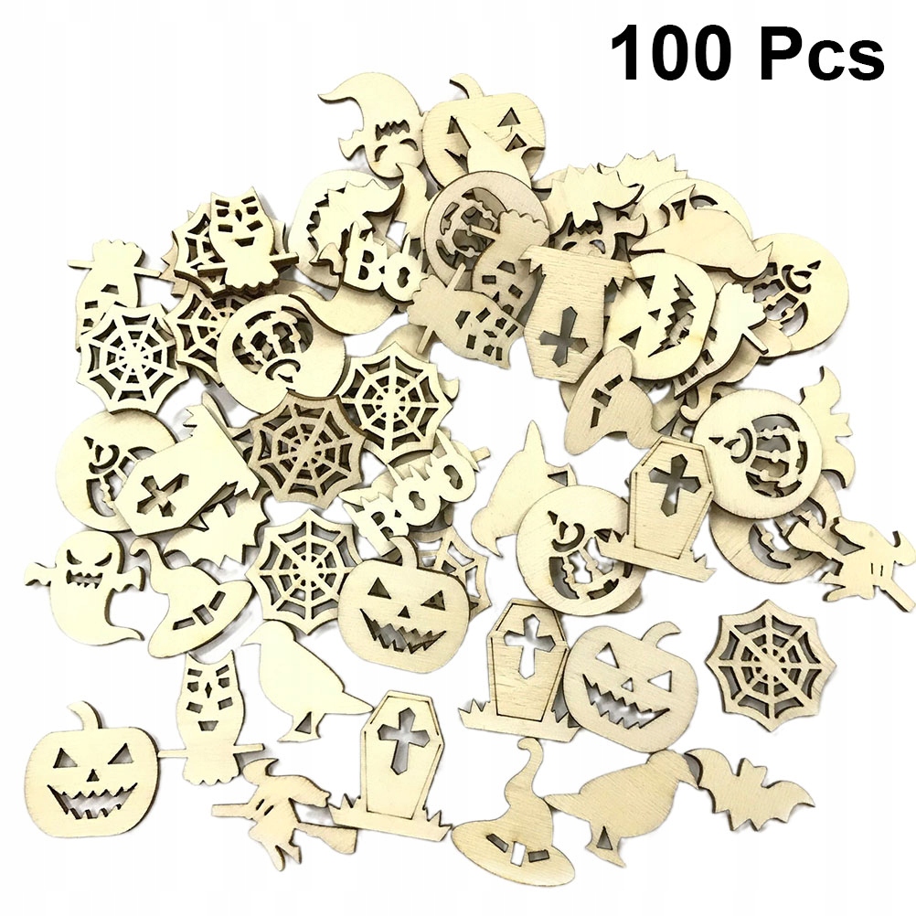 100 sztuk motyw Halloween drewniane kawałki