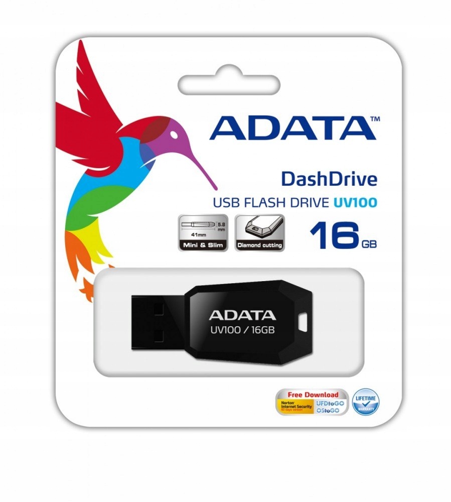 DashDrive UV100 16GB USB2.0 czarny - mini