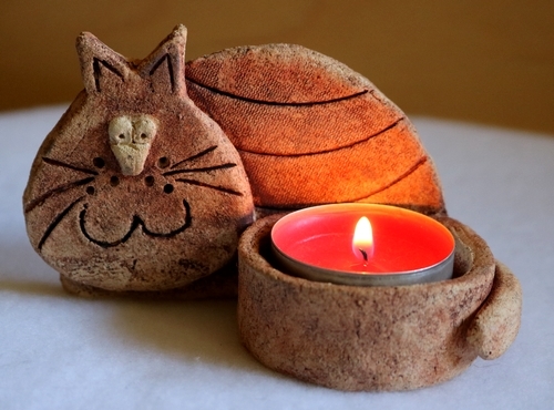 Świecznik kot na tealighty