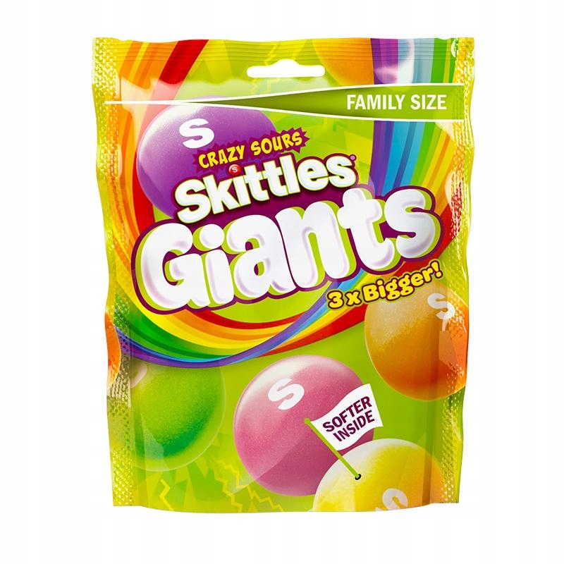 Skittles Giants Sour 3x większe draże owocowe 141g