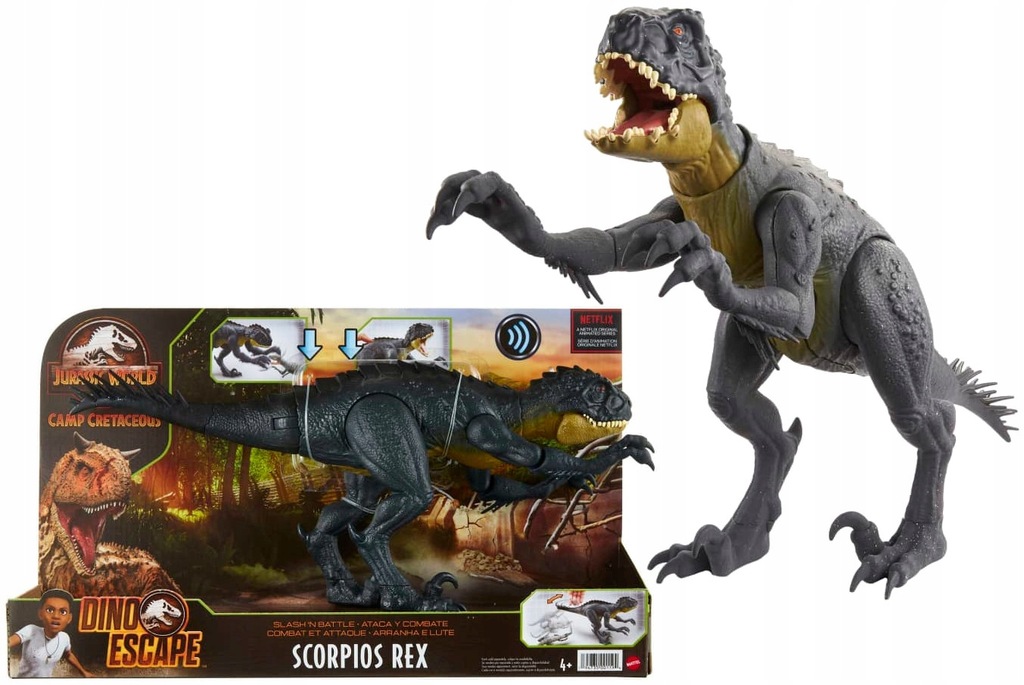 Dinozaur SCORPIOS REX Figurka Mattel JURASSIC WORLD dźwięk szpony