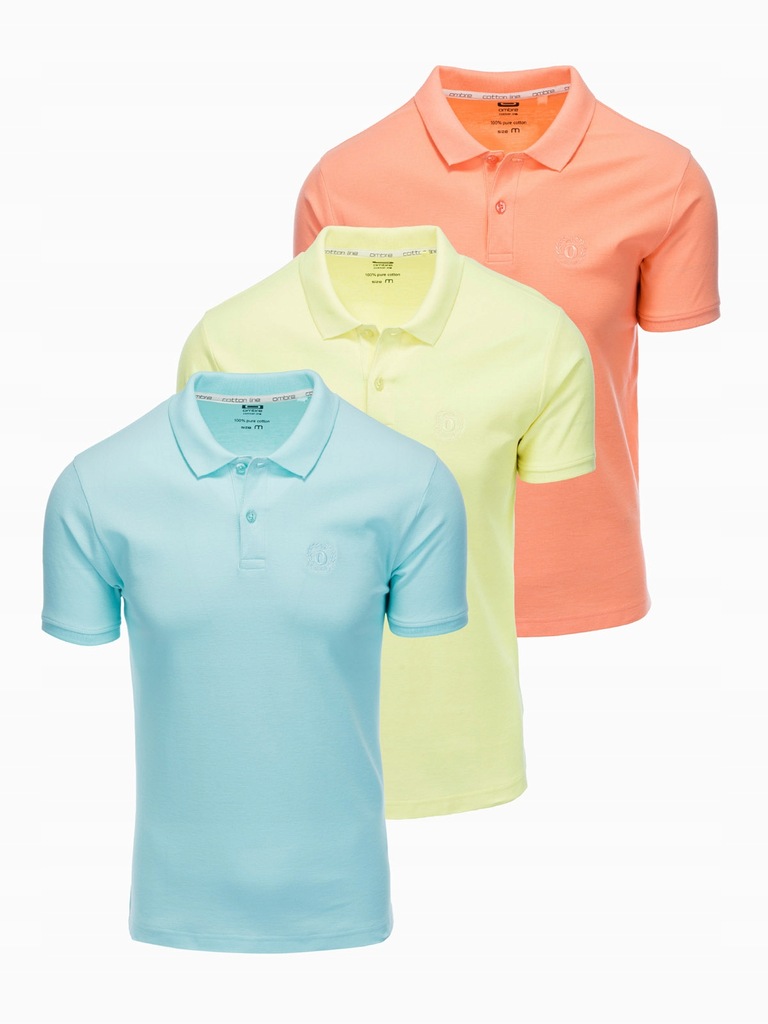 Zestaw koszulek męskich polo z dzianiny pique 3-pak mix V14 Z28 XL