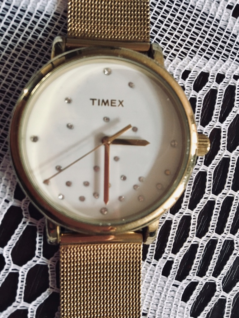 Zegarek timex złoty z cyrkoniami
