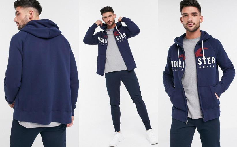 A10U004 ROZPINANA BLUZA NAVY Z LOGO HOLLISTER S