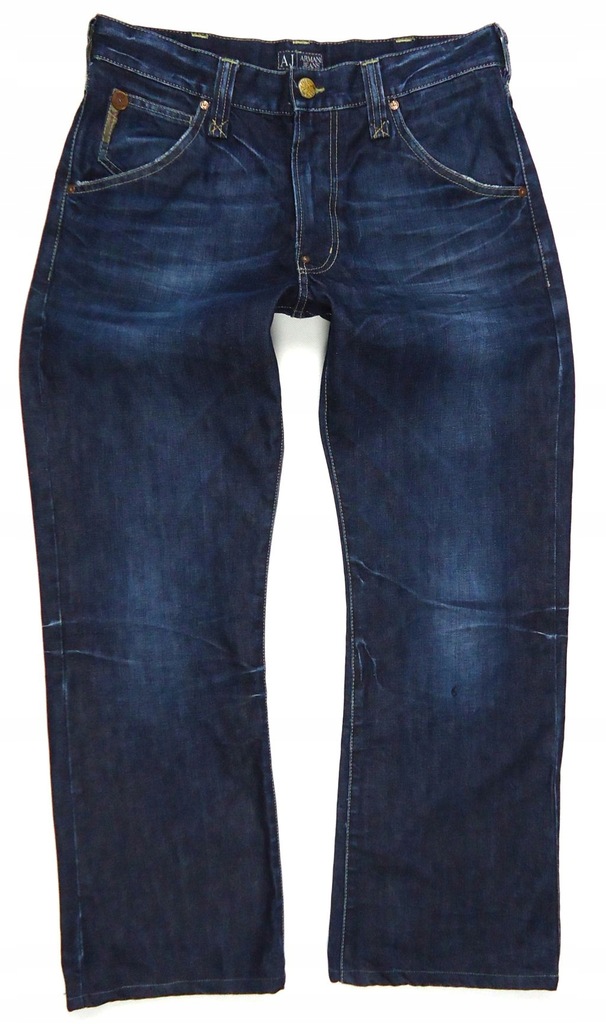 1716 ARMANI spodnie jeansy proste przetarcia 32