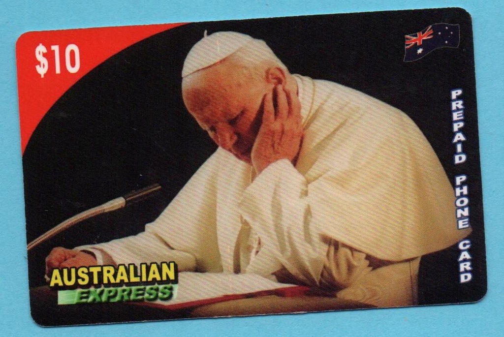 AUSTRALIA karta prepaid Papież JAN PAWEŁ II niski nakład RRR