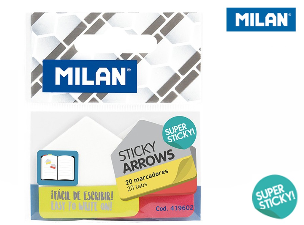 Indeksy transparentne Milan strzałki SUPER STICKY