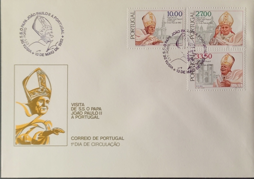 Papież JP II - FDC PORTUGALIA 1982 - PORTO
