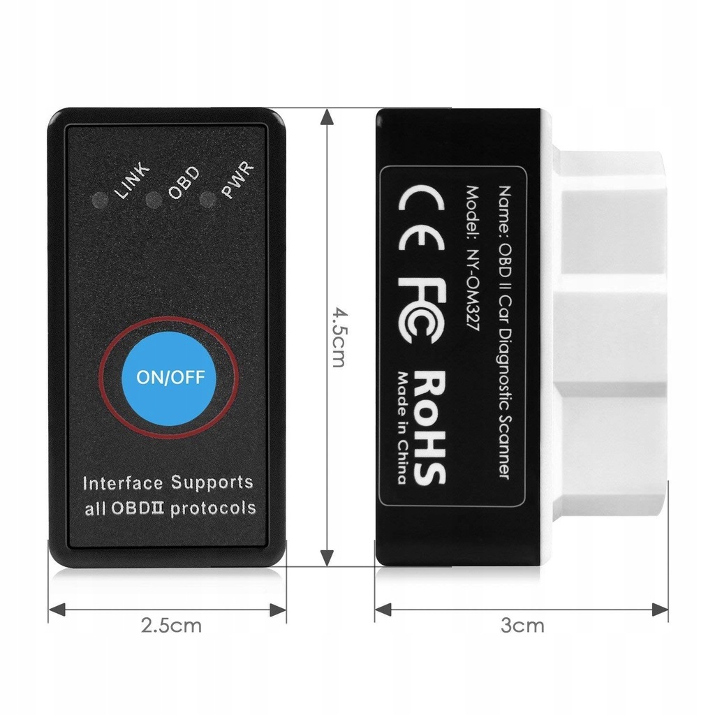 INTERFEJS ELM 327 BLUETOOTH OBD2 + PROGRAM INTEY