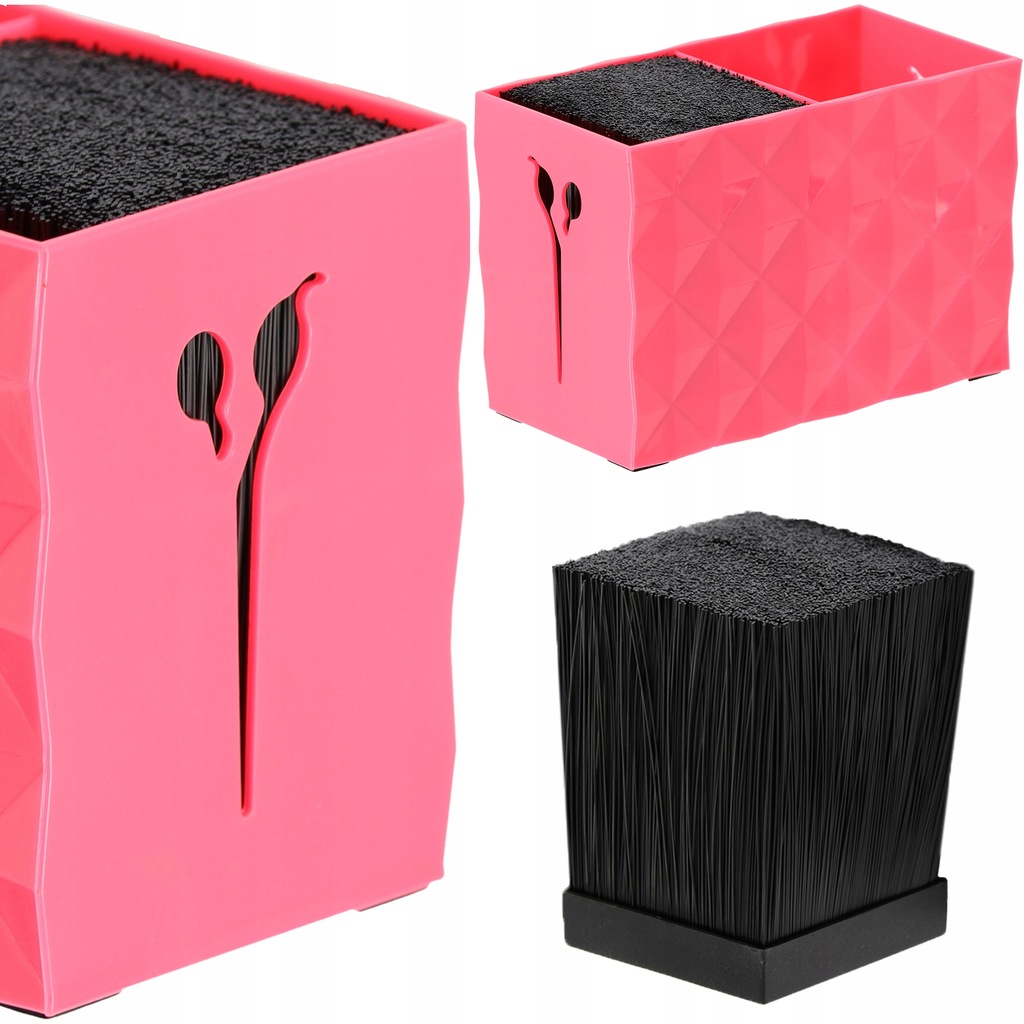 Stojak organizer na nożyczki fryzjerskie doniczka różowa