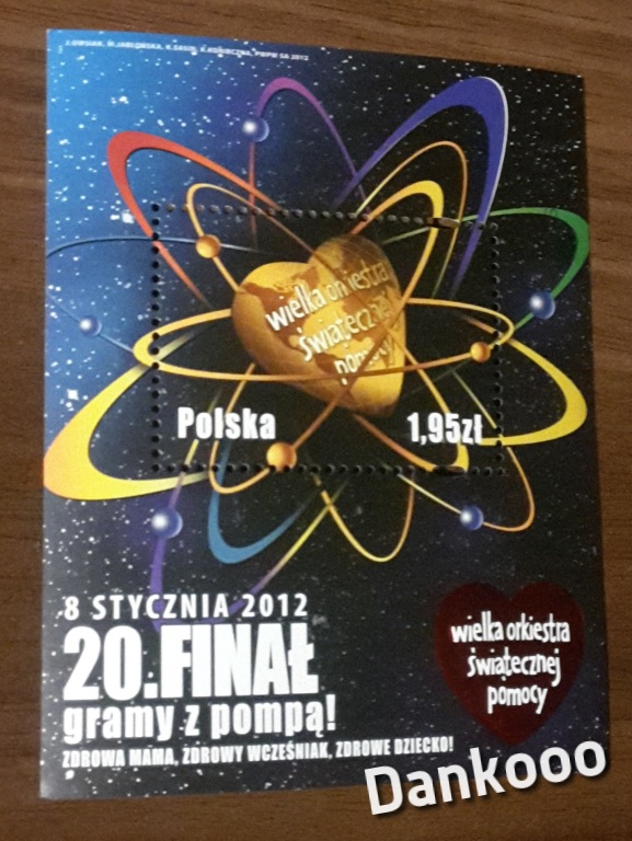 Bloczek Czysty Znaczek XX Finał WOŚP 2012  Rzadki