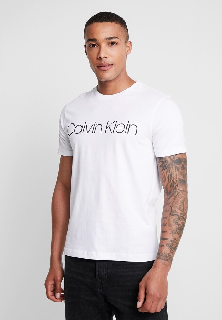 CALVIN KLEIN T-SHIRT BIAŁY Z NAPISEM MĘSKI L 1BOA