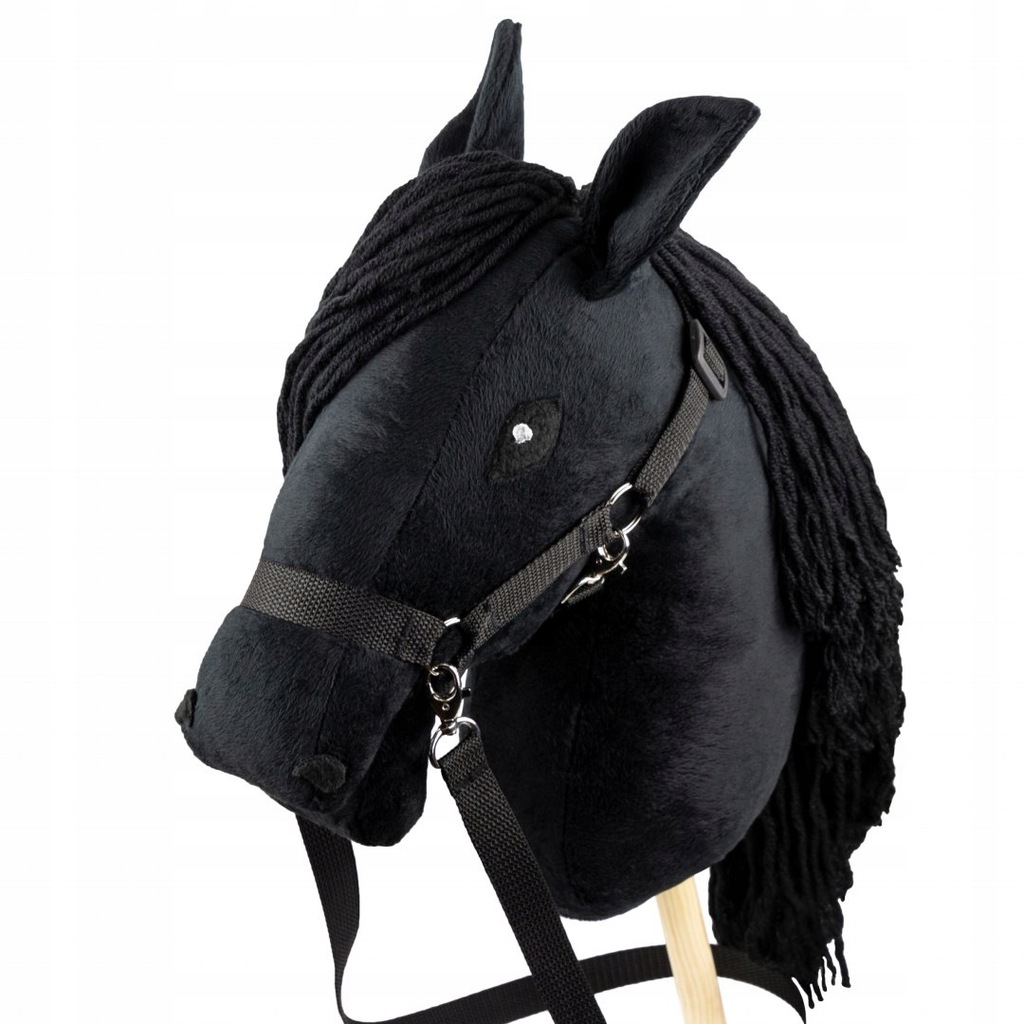 Czarny konik hobby horse duży A3 kantar kary HH Skippi