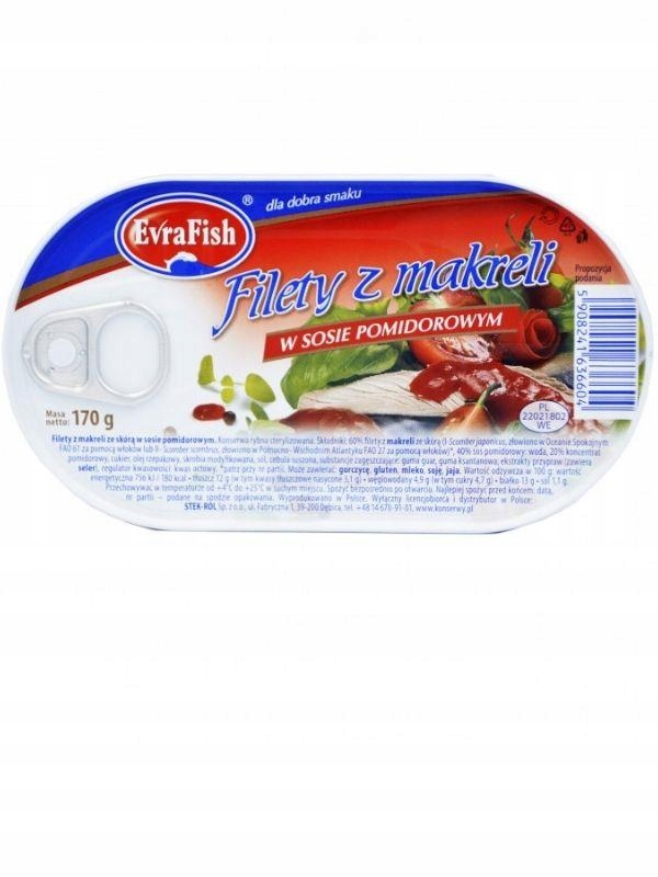 EvraFish Filety Makrela Sos Pomidor Konserwa 170g