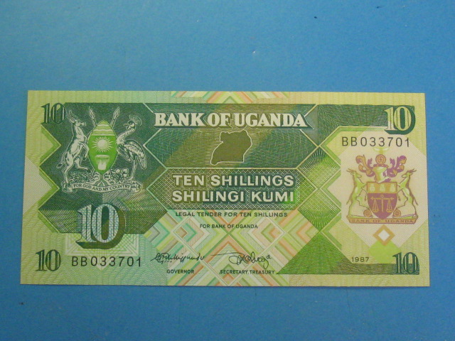 Uganda Banknot 10 Shilings BB 1987 UNC P28