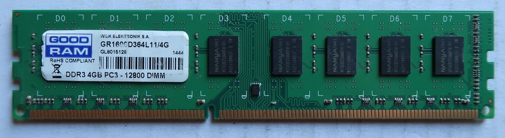 Pamięć 4GB DDR3 PC3-12800 1600MHz GOODRAM