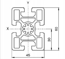 Konstrukcyjny profil aluminiowy 45x60 1,9m CNC