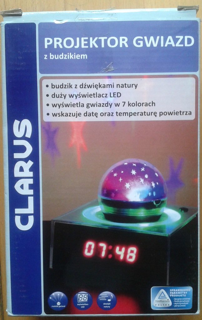 PROJEKTOR GWIAZD Z BUDZIKIEM CLARUS, NOWY